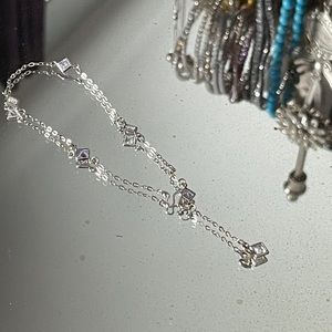 Sterling silver ankle bracelet with CZ